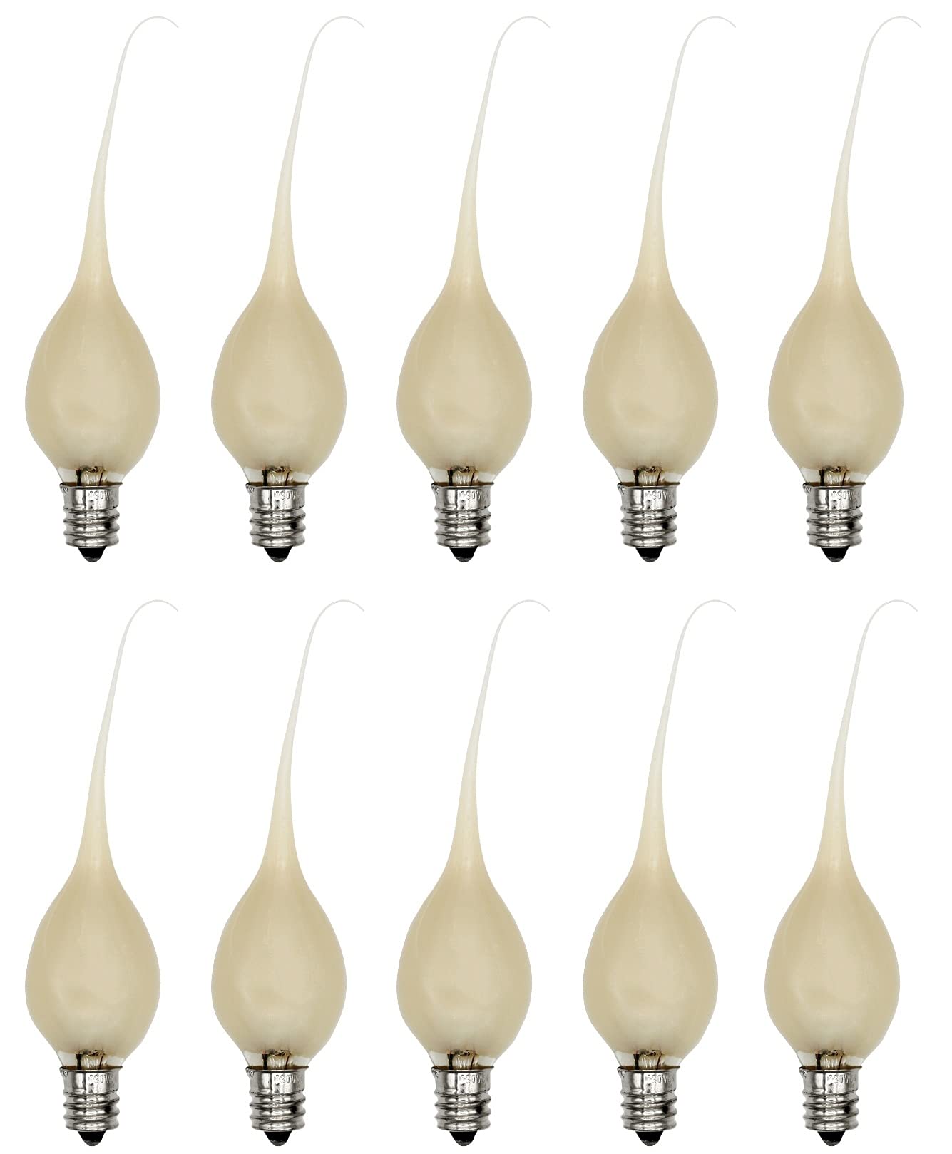 Creative Hobbies® Country Style Silicone Dipped Candle Light Bulbs (Pkg of 10 Bulbs) ~ 5 Watt Pearlized Silicone, Gold Glow