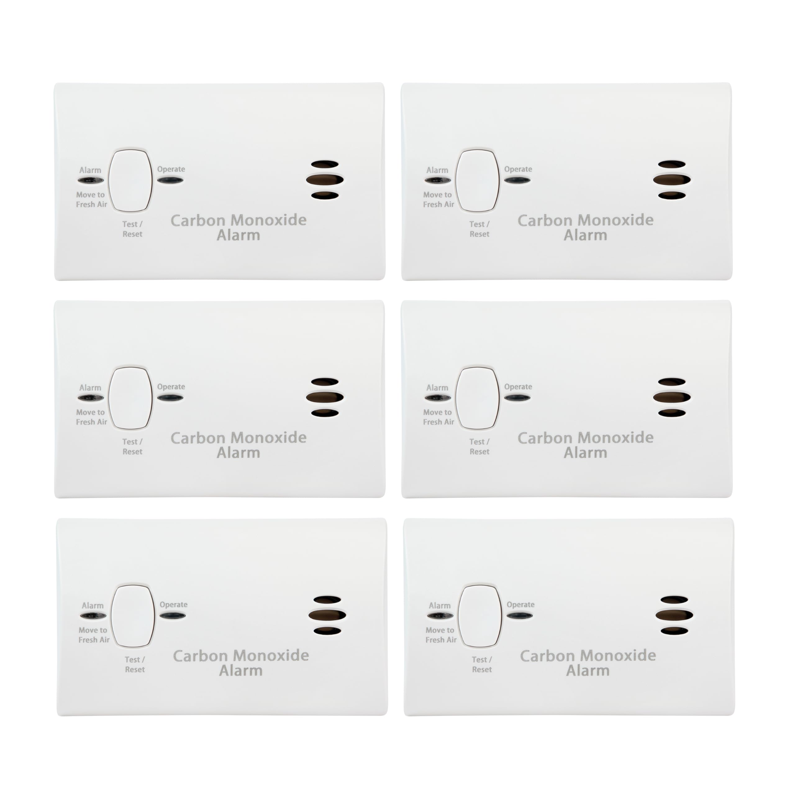 Kidde Carbon Monoxide Detector, Battery Powered CO Alarm with LEDs, Test-Reset Button, Low Battery Indicator, Portable, 6 Pack