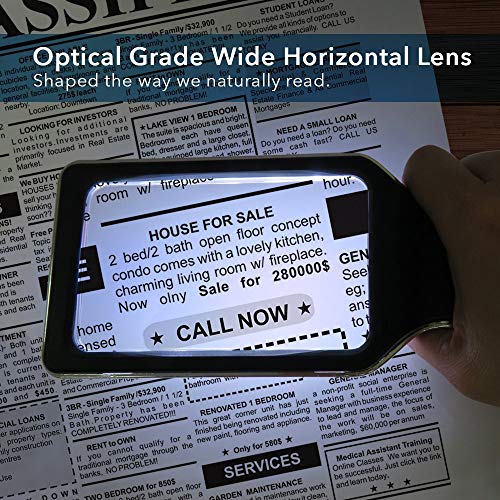 MagniPros See Things Differently 6X Magnifying Glass with Anti-Glare Lens &Fully Dimmable LEDs- Evenly Lit Viewing Area-Perfect for Small Prints, Low Vision Seniors, Macular Degeneration