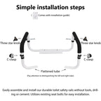 Toilet Safety Rail, Toilet Grab Bars for Seniors and Disabled with Adjustable Width, Toilet Safety Frame for Seniors Supports 350lbs (White - Capacity 350 lbs)