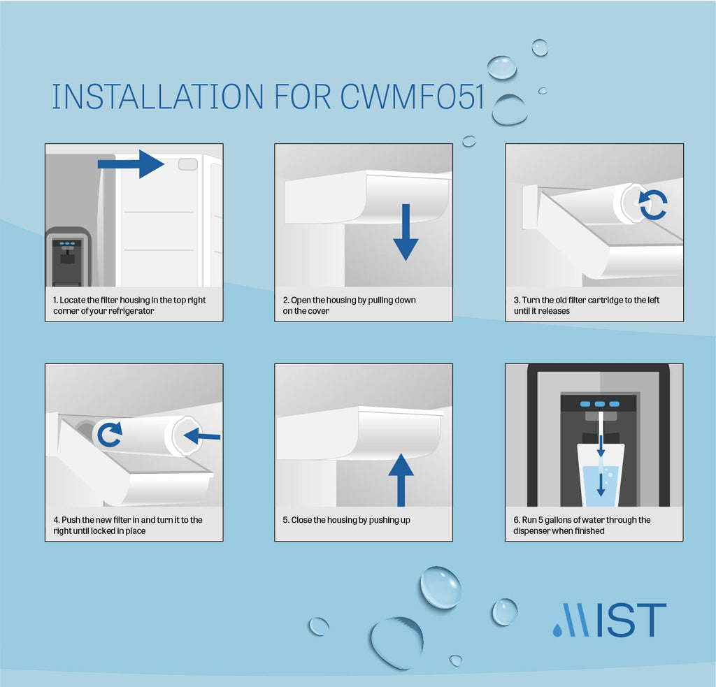 Mist Ultra Clarity Water Filter Replacement for Bosch, Refrigerator Water Filter compatible with 644845, 9000077104, 9000194412, Haier 0060820860, 0060218744, Miele KWF1000, Bosch Water Filter(2 pack)