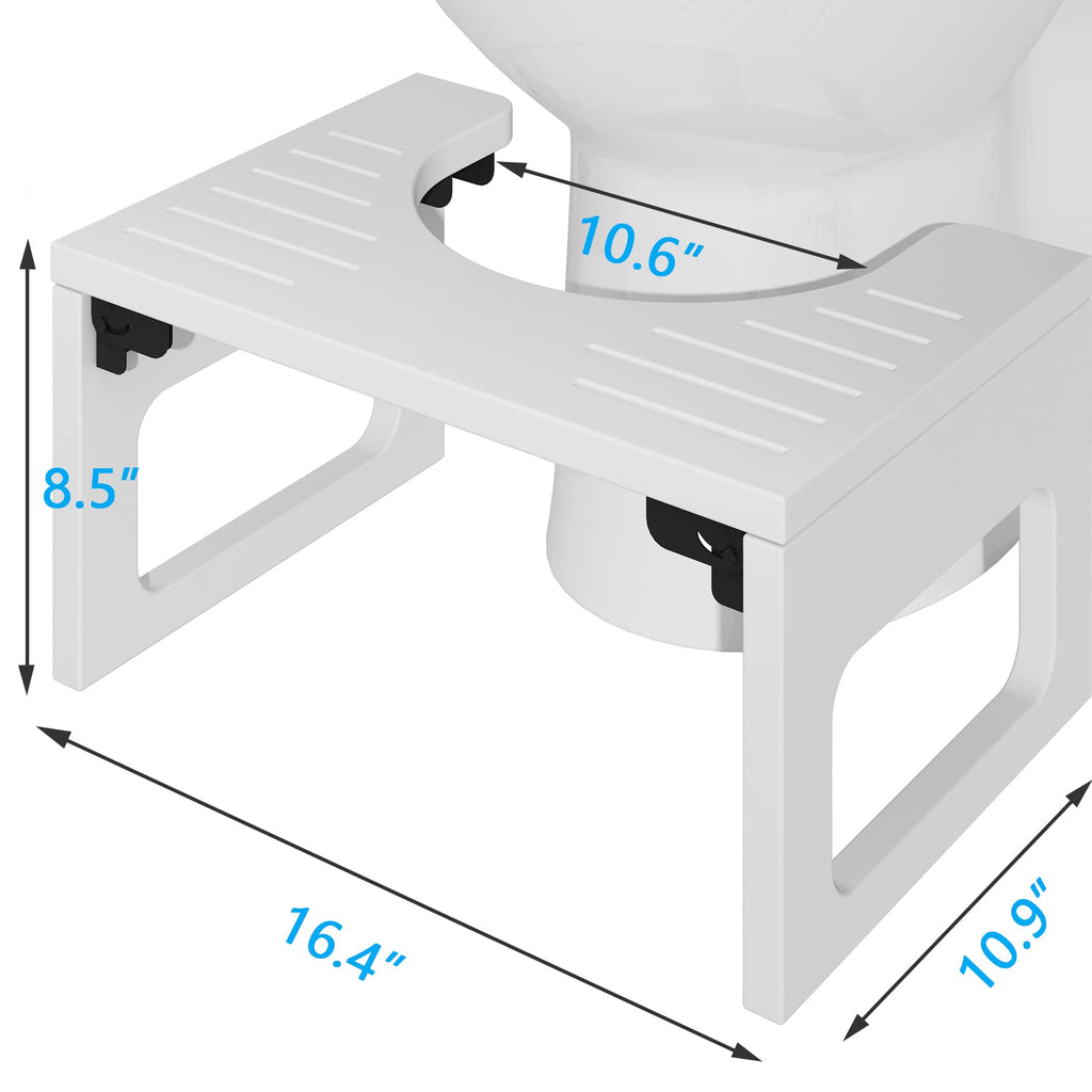 AmazerBath 8.5 Inch Bamboo Toilet Stool Collapsible Toilet Poop Stool for Bathroom, Adults - White