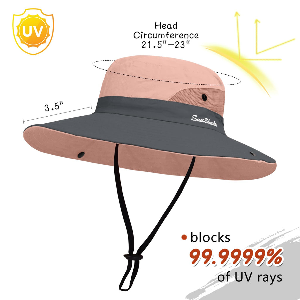 1 Pack Women's Ponytail Safari Sun Hat,Wide Brim UV Protection Outdoor Bucket Hat,Foldable Beach Summer Fishing Hat