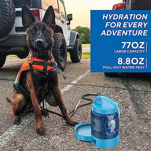 Dog Water Bowl Dispenser 77oz, Large Pet Dog Water Bottle Portable with Pull-Out Travel Water Bowl for Dogs, Portable Water Bowl for Dogs on The Go, Camping Essentials Hiking Traveling Accessories