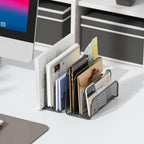 Mail Organizer Countertop, Book Shelf,Metal File Holder with 3-Slot, Book Shelf, Bill Organizer for Office Receipts and Letter Paper Storage (Black)