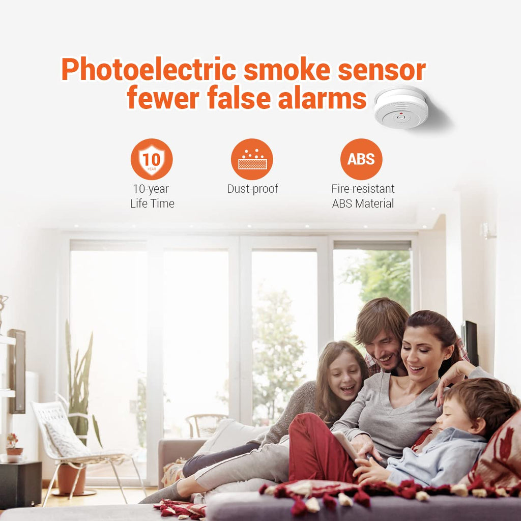 Jemay Smoke Alarm, Fire Alarm Smoke Detector with Battery Backup, Smoke Detector with Test Button, 8 Packs