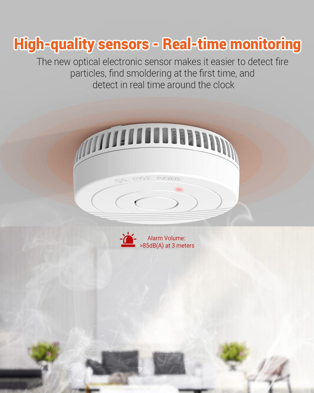Jemay 9 Pack Smoke Detector, Fire Alarm Battery Powered, Smoke Alarm with Advanced Photoelectric Technology, Smoke Detectors with LED Indicator & Silence Button, Fire Safety for Home and Bedroom