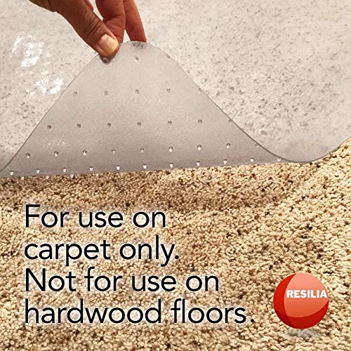 Resilia Office Desk Chair Mat - for Low Pile Carpet (with Grippers) Clear, 30 Inches x 48 Inches, Made in The USA