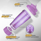 Electric Protein Shaker Bottle, 24 oz USB Rechargeable Blender Bottles, Shaker Bottles for Protein Mixes with BPA Free, Made with Tritan Portable Blender Cup for Protein Shakes (Purple)