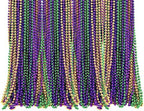 4E's Novelty 72 Pack Bulk Mardi Gras Beads Necklaces Purple Green Gold Beads, 33 Inches Long 7mm Thick, Tree Decoration, Party Favors Supplies, Costume Accessories (72)