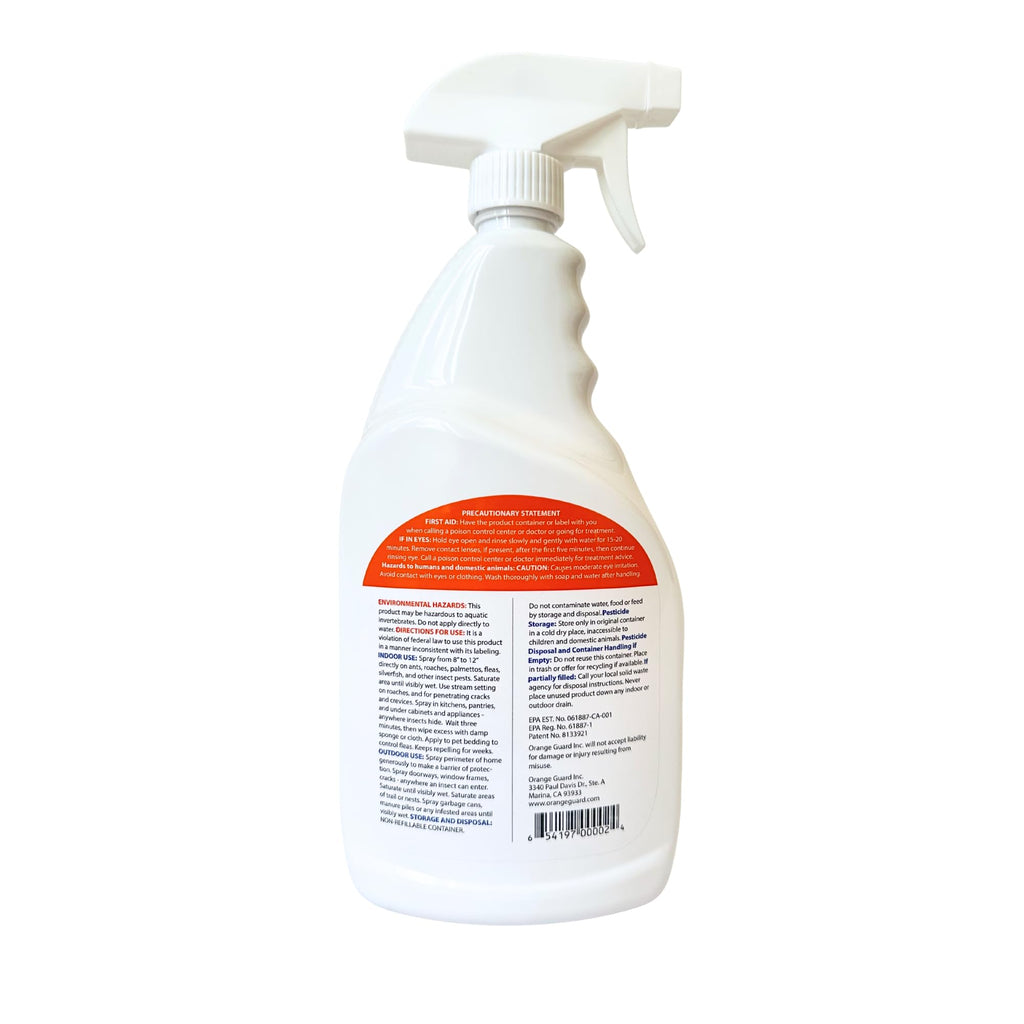 Orange Guard Home Pest Control Spray with D-Limonene | All-Natural Food Grade Orange Peel Oil for Bugs, Ants, Roaches, Fleas, Palmettos and Silverfish - 32oz
