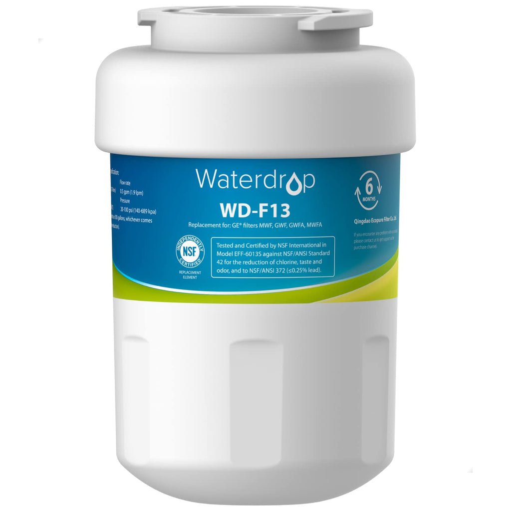 Waterdrop MWF Refrigerator Water Filter, Replacement for GE® Smart Water MWF, MWFINT, MWFP, MWFA, GWF, HDX FMG-1, GSE25GSHECSS, WFC1201, RWF1060, 197D6321P006, 1 Filter