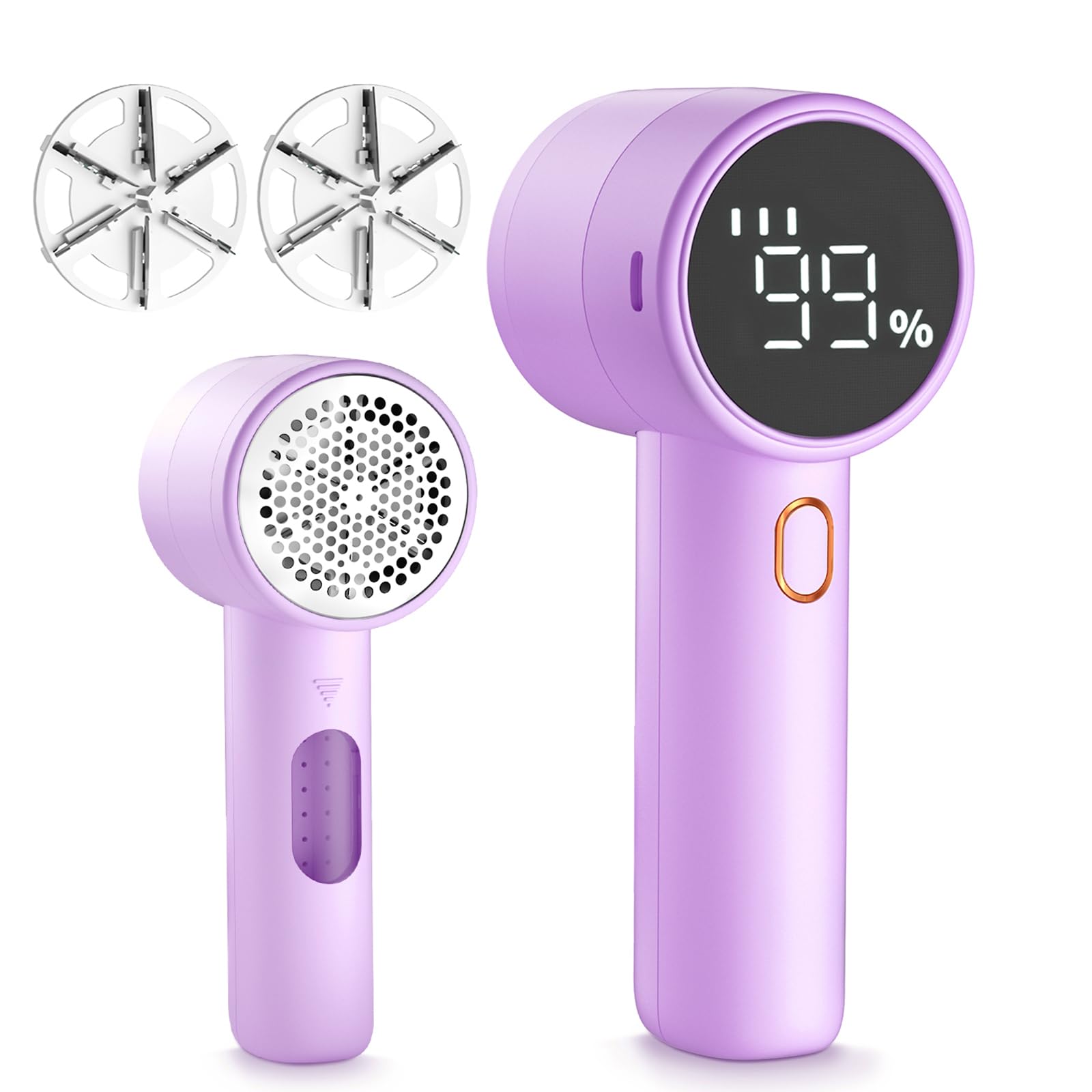 Fabric Shaver, Lint Remover Rechargeable, Electric Portable Sweater Defuzzer with 3 Speeds, 6 Leaf Blades, Digital LED Display to Remove Pilling for Clothes, Rosa