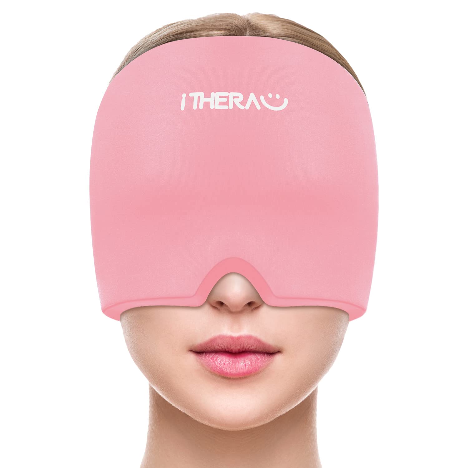 I-THERA-U Migraine Relief Cap, Migraine Ice Head Wrap, Headache Ice Hat, Cold Therapy Headache Relief Cap for Migraine Eyes Mask Pink Headache Ice Pack for Puffy Eyes, Tension, Sinus & Stress Relief