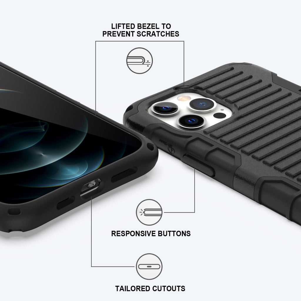 E-Tree Compatible with iPhone 12 Case/iPhone 12 Pro Case, with Crossbody Strap and Stand, Protection Shockproof Phone Case Black, Perfect for Go Outside and Kid Elderly