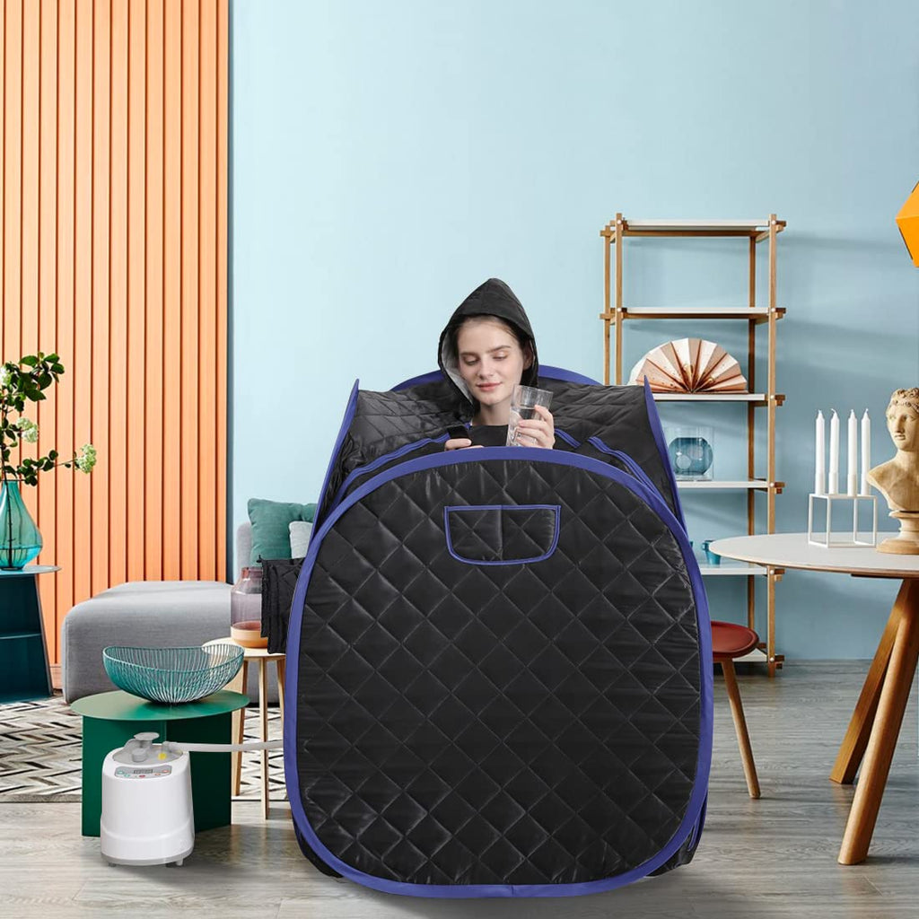ZONEMEL Portable Steam Sauna, Full Body Home Sauna Spa, 1 Person or 2 Person Share Saunas, 2L Steam Generator with Remote Control (Black, L 33.5”x W 32.3”x H 41.7”)