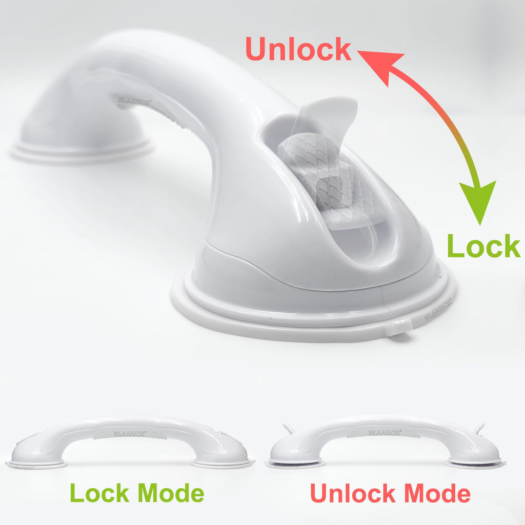 Grab Bars for Shower Heavy-Duty (2Pack) 16-Inch ADA Shower Grab Bars for Seniors Shower Handles for Elderly Suction Handicap Grab Bars Safety Handrail for Disabled for Bathroom Bathtubs Showers White