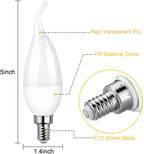 OHLGT E12 Flame Bulbs 12 Pack, 3 Mode LED Candelabra Flame Light Bulb 2.0 Watt Warm White Chandelier Flame Bulbs,1800k Candle Light Bulbs, Flame Tip for Christmas Party Decorations
