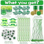 Max Fun 188Pcs St Patricks Day Accessories Party Favors Set Decorations Kids Saint Patricks Day Irish Decor, Green Beads Shamrock for Parades Supplies