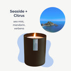 Calyan Wax Soy Wax Candle, Seaside & Citrus Scented Candle | Premium Candle with Essential Oils | 10.2 Oz 50 Hour Burn | Soy Candle in Black Jar for Decor, Gift for Men & Women