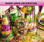 4E's Novelty 72 Pack Bulk Mardi Gras Beads Necklaces Purple Green Gold Beads, 33 Inches Long 7mm Thick, Tree Decoration, Party Favors Supplies, Costume Accessories (72)