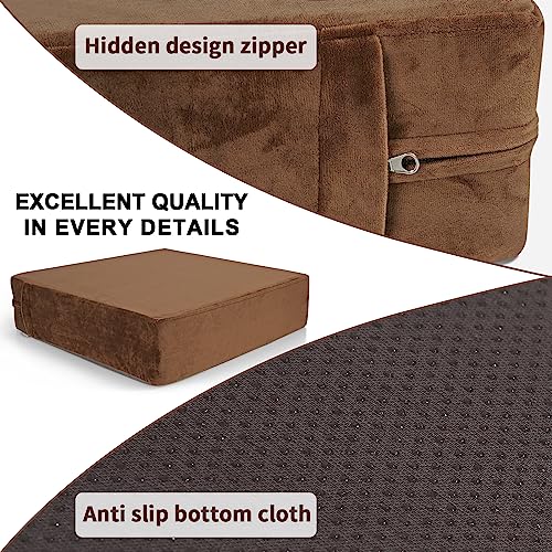 SINOSSO Velvet Large Chair Cushion for Elderly 20" x 20" x 5", High Density Foam Recliner Chair Pad Couch Armchair Seat Cushion, Brown