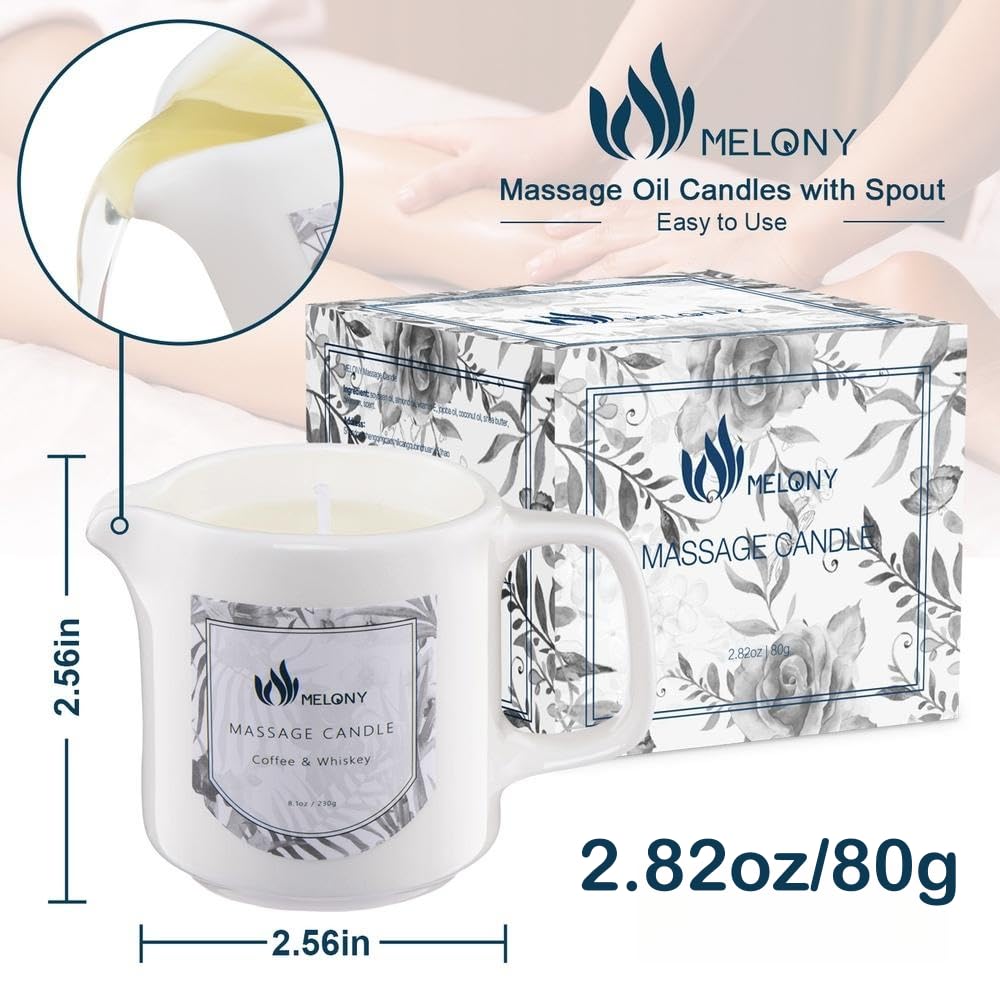 MELONY Massage Oil Candles for Home SPA (Coffee & Whiskey) | 2.82oz