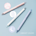 Gel Pens Cute Stationery 3 Pieces 0.5mm Fine Point, Quick Drying Pens for Journaling Aesthetic Office Supplies, 2 Black Ink and 1 Coral Ink