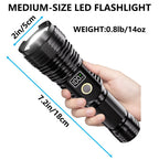 Flashlights High Lumens Rechargeable, 100,000LM LED Super Bright Flash Light, Zoomable Linternas with LCD Digital Display, 5 Mode, Waterproof, Powerful Tactical Flashlight for Emergencies Camping Gift