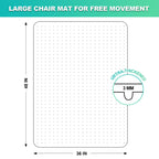 Thickened Chair Mat for Carpet - 48”X 36” Heavy Duty Office Chair Mat for Low-Pile Carpeted Floor. Easy Rolling Carpet Protector for Office Computer Desk Chair, Clear
