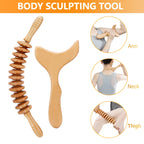 JUNRA 4 PCS Wood Therapy Massage Tools, Lymphatic Drainage Massager Maderoterapia Kit Wood Therapy Tools for Body Shaping Sculpting