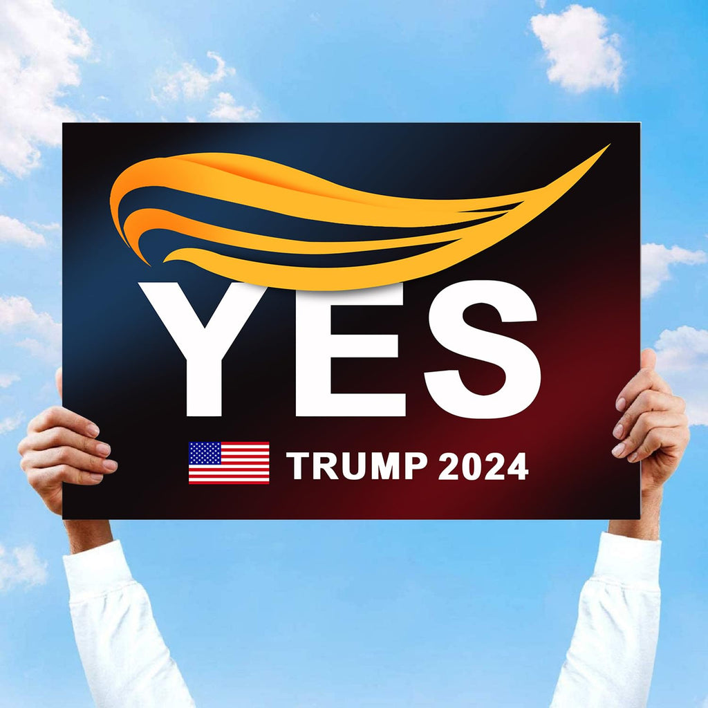 Oligei Trump Yard Signs, Trump 2024 Yard Sign 18" X 12", YES Trump Yard Signs 2024 Double Sided Fade Resistant, Take America Back Trump Signs for Yard Heavy Duty Metal H-Frames