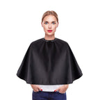 Black Makeup Cape, Chemical & Water Proof Beauty Salon Shorty Smock for Clients, Lightweight Comb-out Beard Apron Shortie Make Up Bib Styling Shampoo Cape for Makeup Artist Beautician