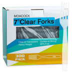 300 Count Clear Disposable Plastic Forks, Heavy Weight Disposable Forks Plastic Utensils for Parties, Picnics, Big Event, Daily Use