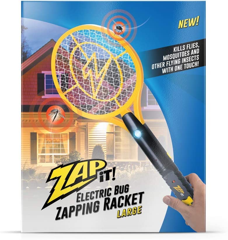 ZAP IT! Bug Zapper - Rechargeable Mosquito, Fly Killer and Bug Zapper Racket - 4,000 Volt - USB Charging, Super-Bright LED Light to Zap in the Dark - Unique 3-Layer Safety Mesh That's Safe to Touch