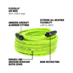 Flexzilla Air Compressor Hose, 3/8 in. x 50 ft., 1/4 in. MNPT Fittings, No-Kink, All Weather, Lightweight, Premium Hybrid Polymer, 300 PSI, ZillaGreen