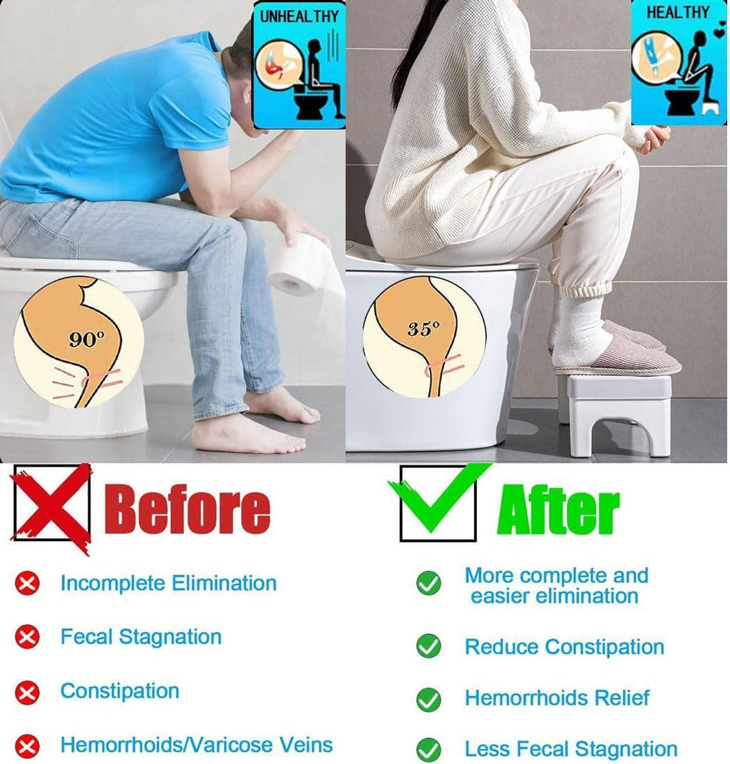 LIGOPAPO Squatting Toilet Stool for Adult Pooping, Bathroom Potty Stool,Non-Slip Splicable Healthy Stable Plastic Toilet Assistance Step for Seniors and Kids,Black A