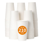 YEEHAW【16 oz 210 Pack Disposable Paper Coffee Cups, Bulk White Hot to Go Cups for Hot Coffee, Hot Liquid, Chocolate, Juice, Hot Beverage Drinkings, Ideal for Cafes, Bistros, Office and Family