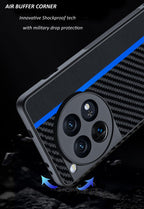 Ftonglogy for OnePlus 12 5G Case: Slim Thin Carbon Fiber Classic Design Soft Hybrid Bumper Lightweight Anti Fingerprint Shockproof Protective Cell Phone Cover 1 + 12 (Blue)