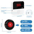 WiFi Caregiver Pager System Wireless Call Button Life Alert Systems Call Bell Fast Help Panic Button for Elderly Patient Seniors Disabled 2 Emergency Button 2 Receiver (only Supports 2.4GHz Wi-Fi)