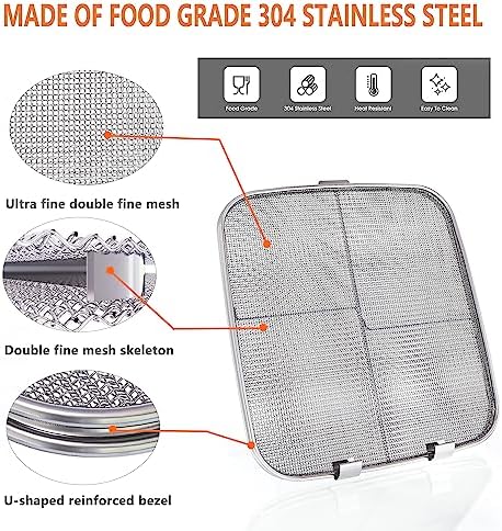 Stainless Steel Splatter Shield for Ninja Foodi AG301, Air Fryer Accessories for Ninja Foodi 5-in-1 Indoor Grill, Replacement Parts for Ninja Foodi AG300, AG300C,AG301C, AG302, AG400