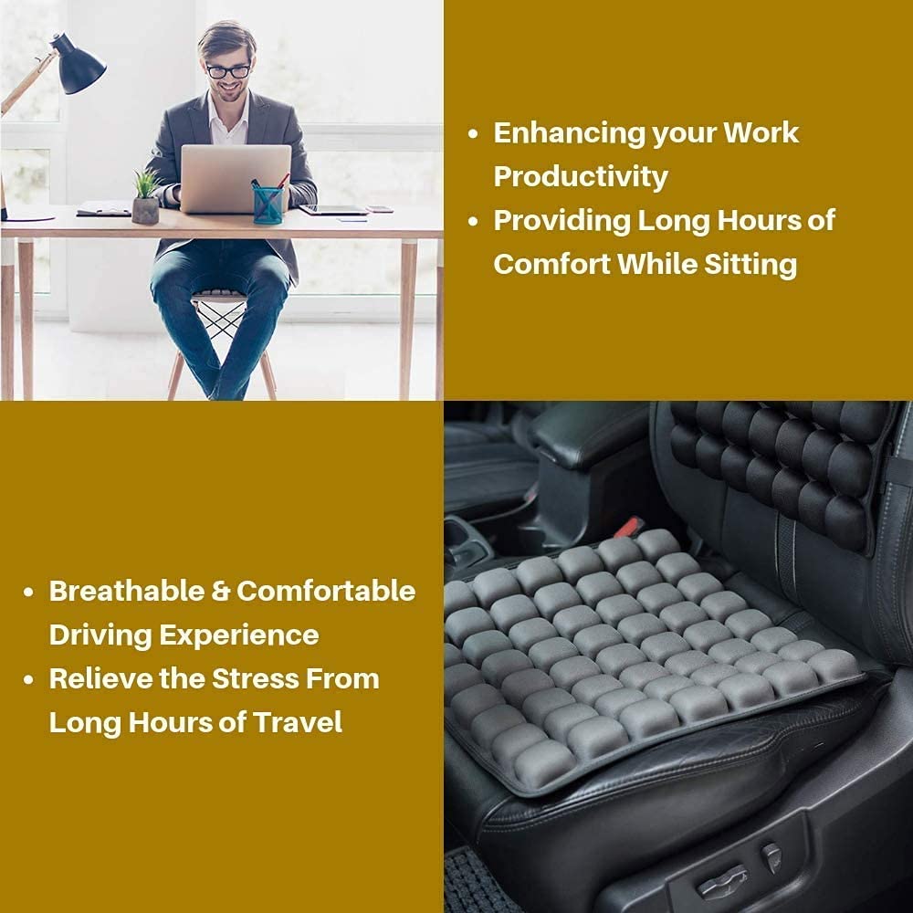 SUNFICON Air Seat Cushion Inflatable Seat Cushion Portable Car Seat Office Chair Wheelchair Pad Anti Bedsore Orthopedics Pain Pressure Relief Cushion Camping Seat Mat w Pump 18 ''x 16'' x1'' Blue
