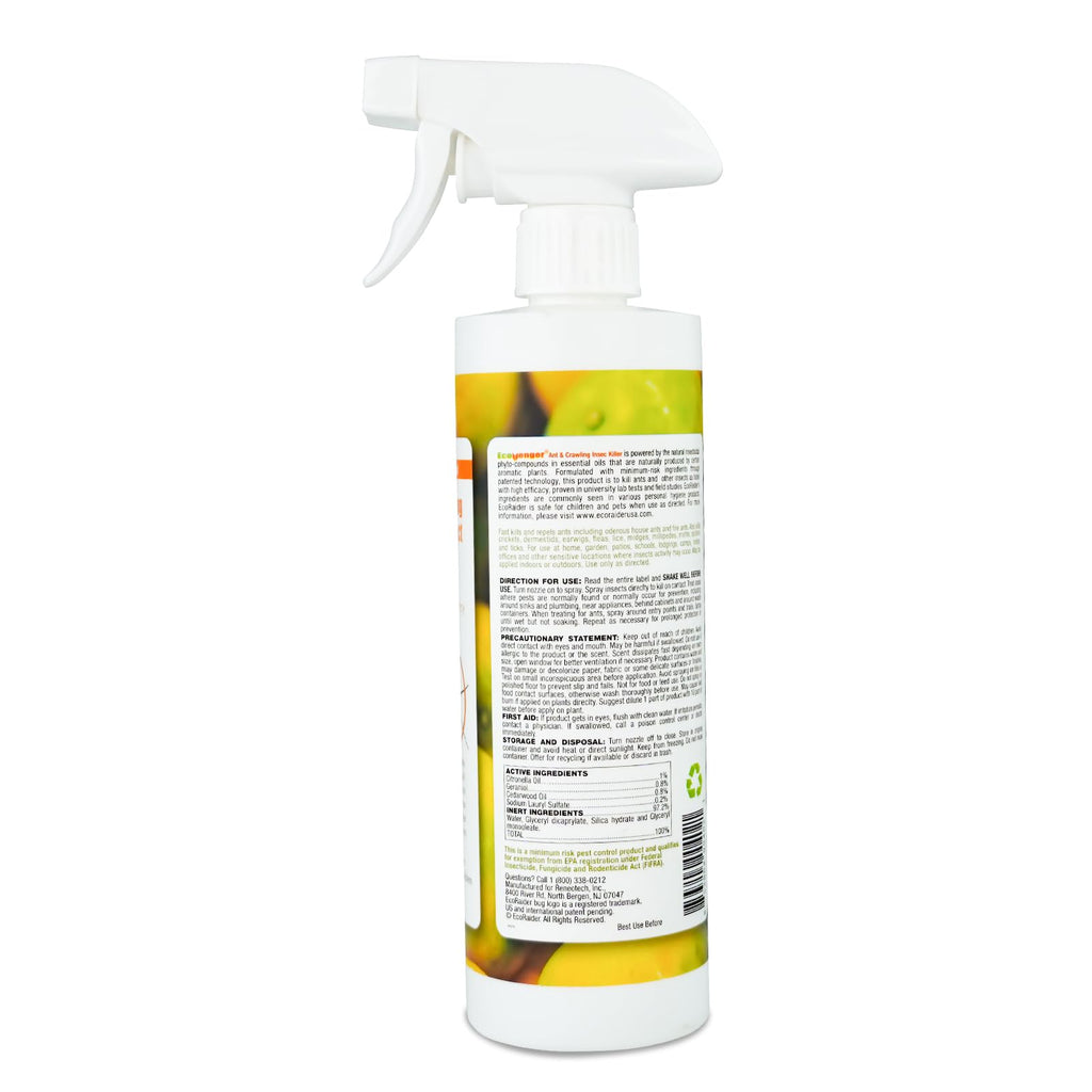 EcoVenger by EcoRaider Ant Killer & Crawling Insect Killer (Citrus Scent) 16oz, Kills Fast, Also Kills Spiders, Centipedes & More, Repels with Residual, Natural & Non-Toxic, Children & Pets Safe