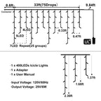 Christmas Lights Outdoor, 33ft 400 LED Warm White Icicle Lights for Outside House, Plug in Connectable Twinkle Tree Lights 8 Modes Timer Waterproof for Patio Window Party Indoor Holiday Decorations