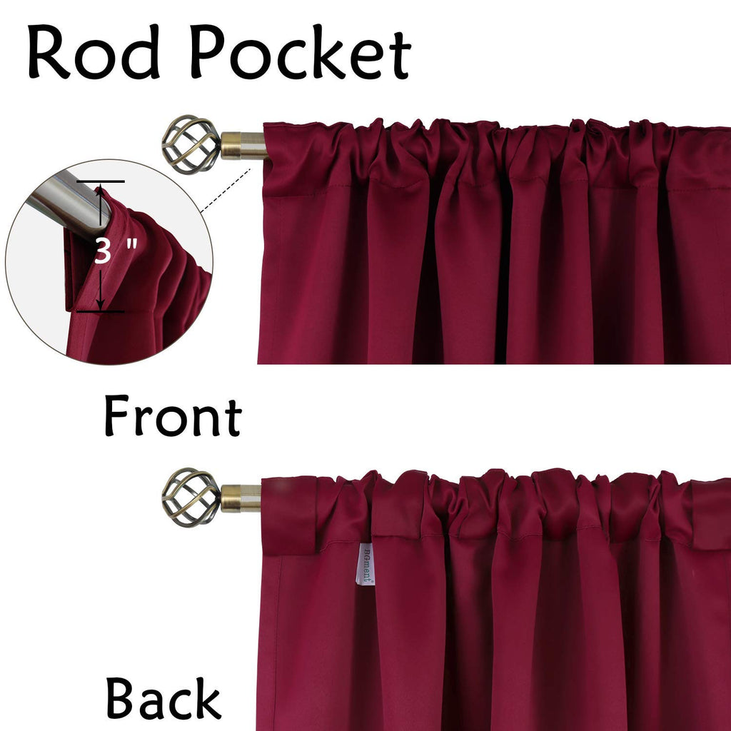 BGment Christmas Red Curtains 63 Inch Length - Rod Pocket and Back Tab Blackout Curtains Thermal Room Darkening Curtains for Living Room/Bedroom, 2 Panels (42 x 63 Inch, Burgundy Red)