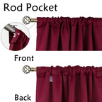 BGment Christmas Red Curtains 63 Inch Length - Rod Pocket and Back Tab Blackout Curtains Thermal Room Darkening Curtains for Living Room/Bedroom, 2 Panels (42 x 63 Inch, Burgundy Red)