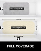 OTHWAY No Suction Cup Bath Mat: 39x16 inch Extra Long Bathmat│Perfect for Refinished or Ordinary Bath Tubs│Made of Nature Rubber│a Blessing for The Elderly and Children (Beige)