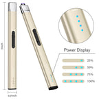 REIDEA Electric Lighter Candle Lighter, Retractable Top Windproof Flameless USB Rechargeable Arc Lighter with Safe Button and Power Indicator for Candle, BBQ and Fireworks, R1 Flat, Champagne Gold