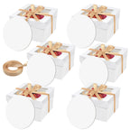 ZKKZOMA 12PCS 12x12x8 In Tall Cake Boxes with Cake Boards—(6 Cake Boxes with window & 6 Cake Borads & 70ft Silk Ribbon)Large Square Baking Boxes for Christmas,Birthday Party, Wedding, Valentine's Day
