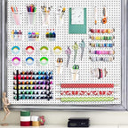 FZK Pegboard Bins PegBoard Cups with Hooks & Loops 12 Pack Set, Pegboard Bins, Peg Board Organizer Accessories, Pegboard Accessories for Craft Room Garage Office Workbench, Clear